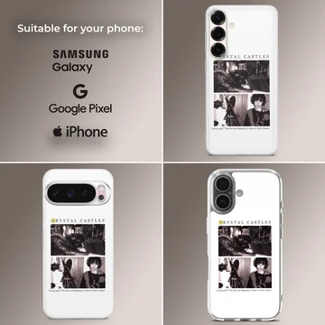 Crystal Castles artwork phone case featuring dynamic black and white design — Collage