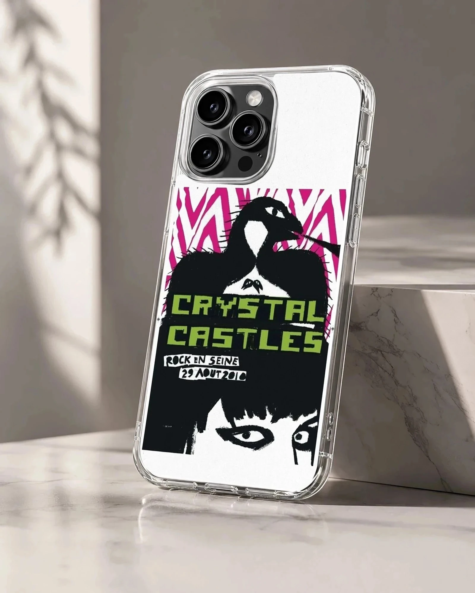 Crystal Castles graphic design on a phone case