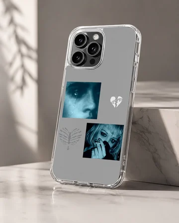 Edgy artwork featuring emotional expressions on a phone case — Hero