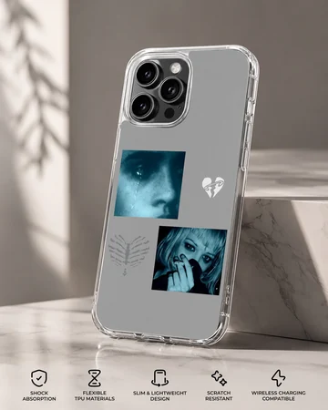 Edgy artwork featuring emotional expressions on a phone case — Specs