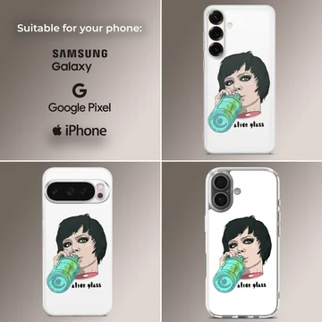Art illustration of a person drinking a beverage on a phone case — Collage