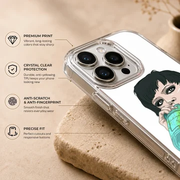 Art illustration of a person drinking a beverage on a phone case — Info