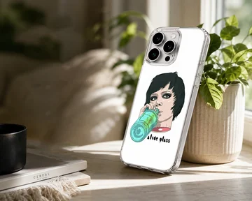 Art illustration of a person drinking a beverage on a phone case — Lifestyle