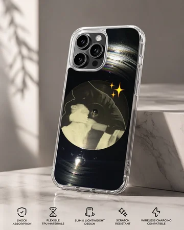 Artistic depiction of a vintage vinyl record with Crystal Castles theme on a phone case — Specs