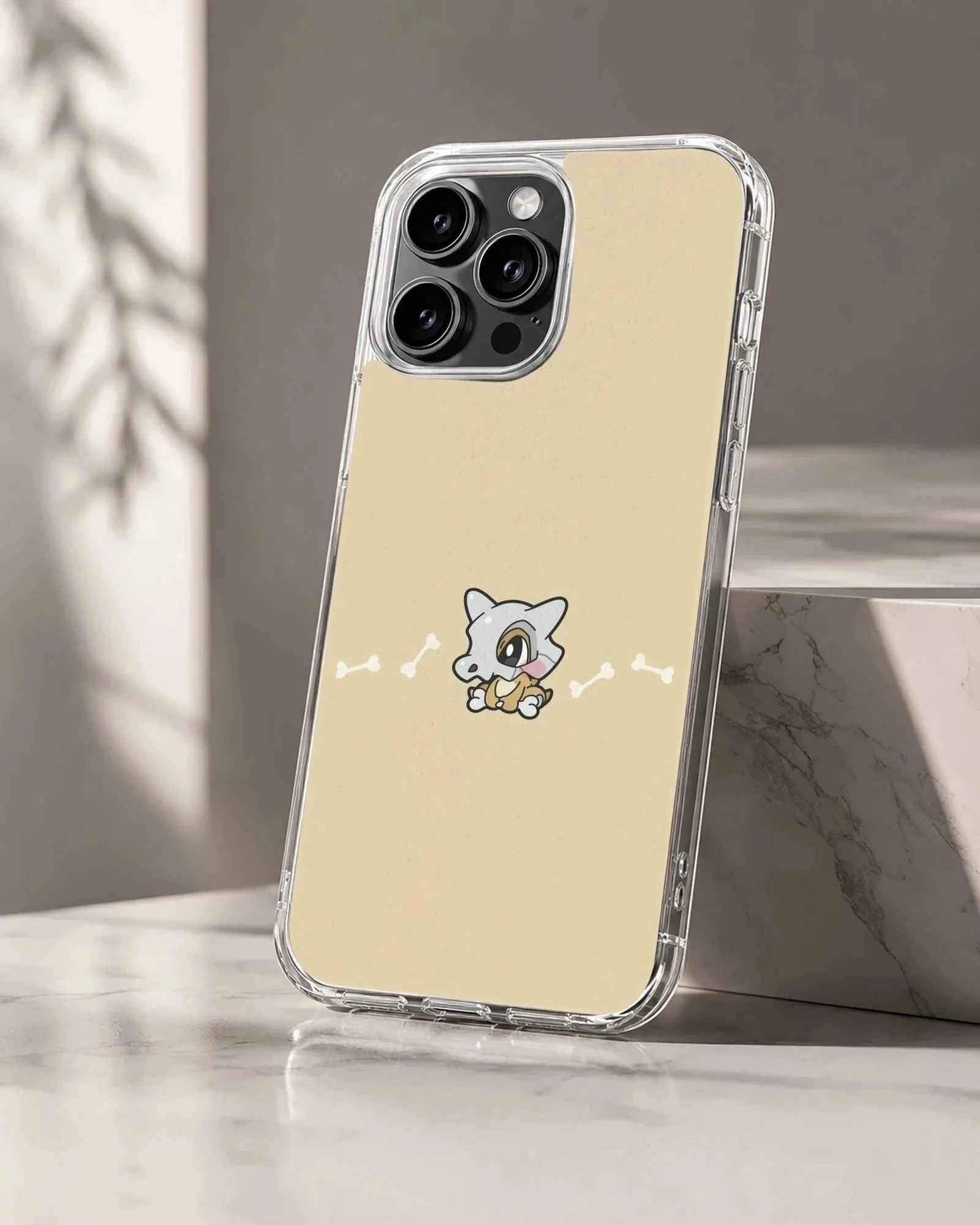 Cubone cartoon character on a soft background phone case