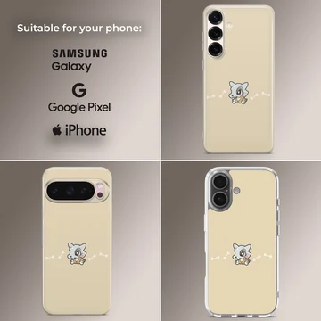 Cubone cartoon character on a soft background phone case — Collage