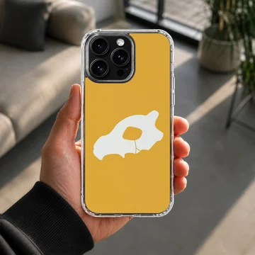 Cubone design on a yellow background phone case — Lifestyle
