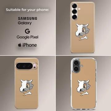 Cubone character illustration on a soft TPU phone case — Collage