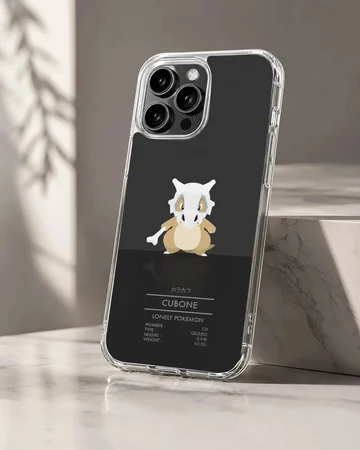 Cubone character illustration on a black background phone case