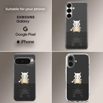 Cubone character illustration on a black background phone case — Collage