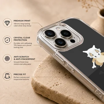 Cubone character illustration on a black background phone case — Info
