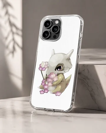 Nostalgic Cubone illustration with flowers on phone case — Hero