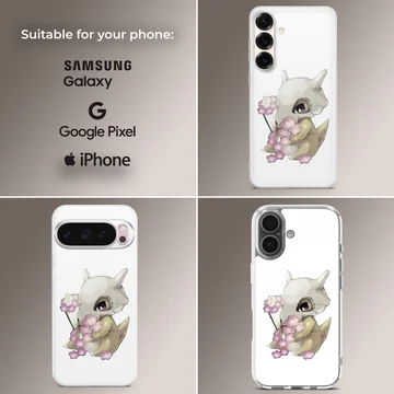 Nostalgic Cubone illustration with flowers on phone case — Collage