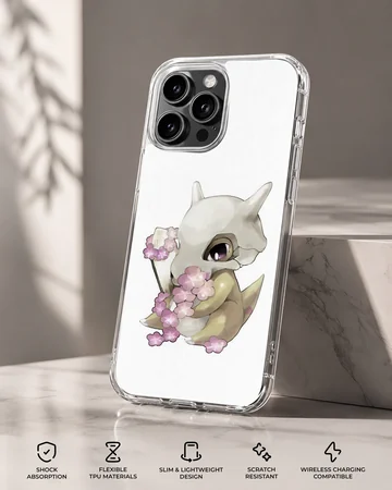 Nostalgic Cubone illustration with flowers on phone case — Specs