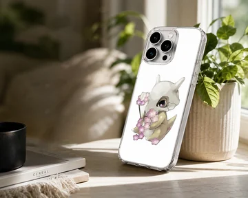 Nostalgic Cubone illustration with flowers on phone case — Lifestyle