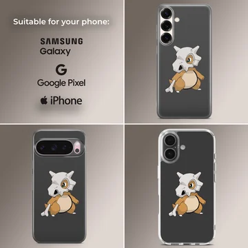 Adorable Cubone illustration on a black phone case — Collage