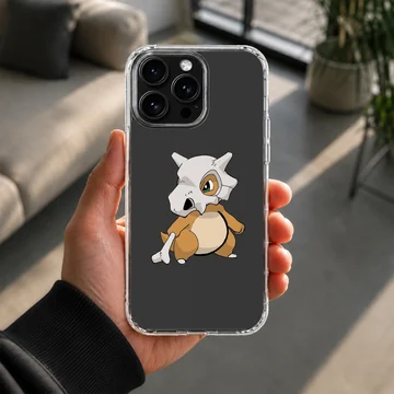 Adorable Cubone illustration on a black phone case — Lifestyle
