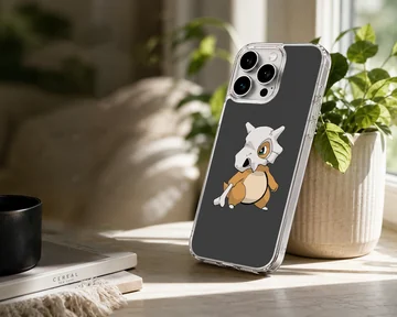 Adorable Cubone illustration on a black phone case — Lifestyle