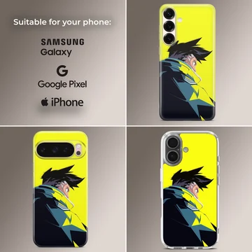 Dynamic cyberpunk illustration on a phone case — Collage