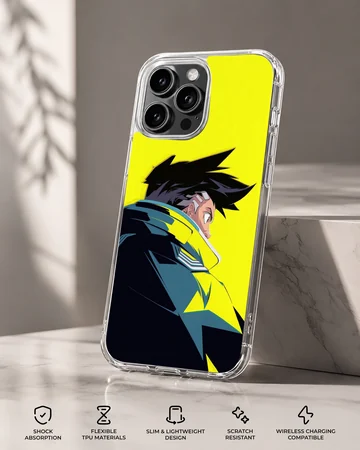 Dynamic cyberpunk illustration on a phone case — Specs