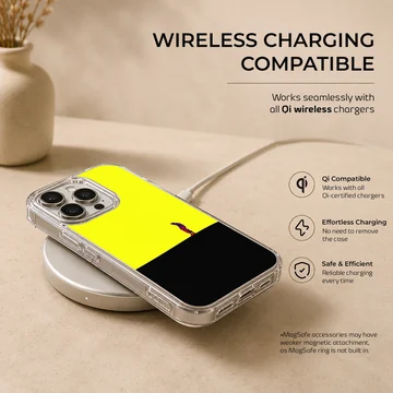 Bold yellow and black abstract design featuring a lone figure - phone case — Charging