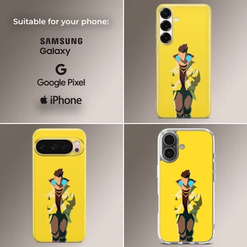 Bold cyberpunk design featuring dynamic character art on a phone case — Collage