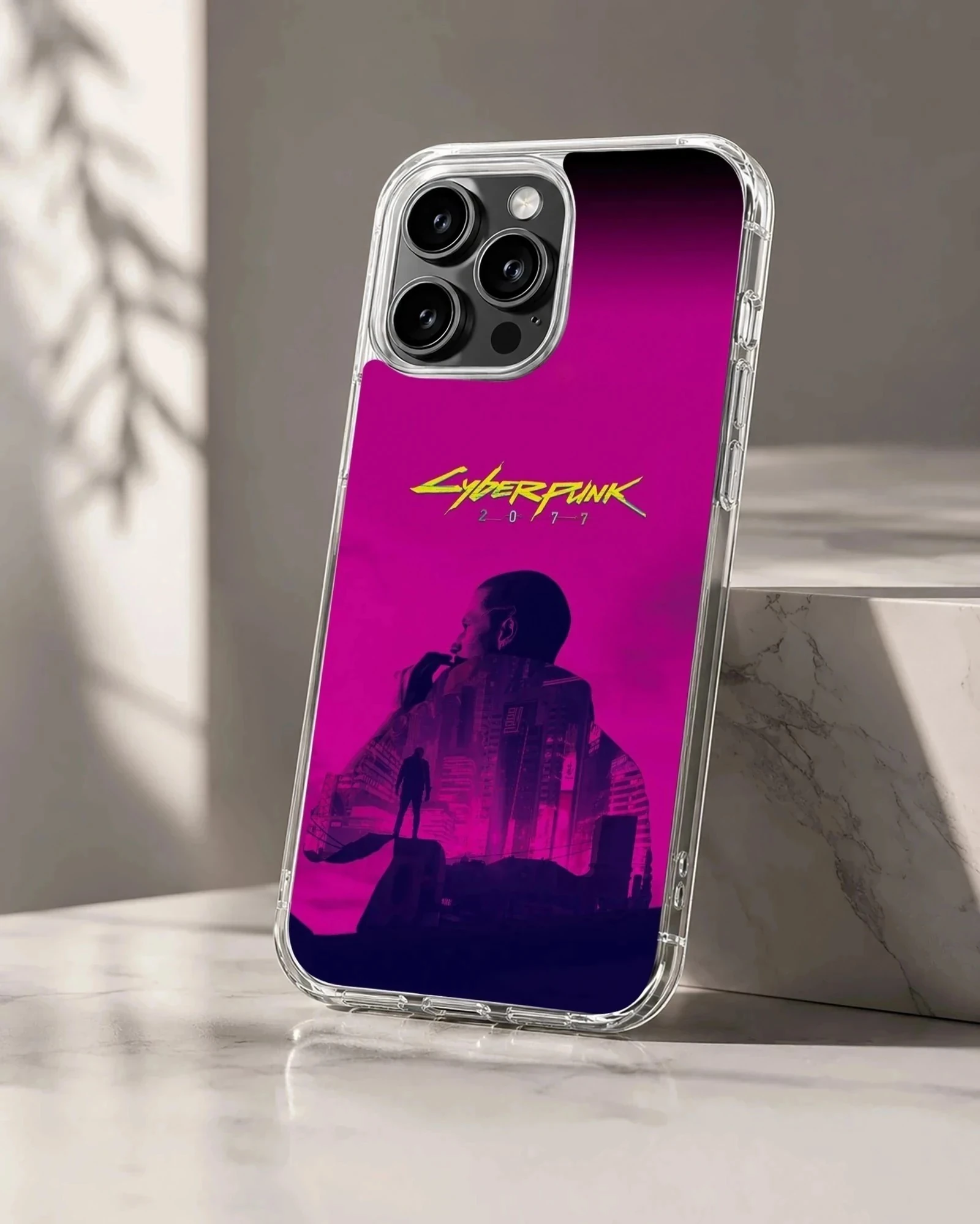 Cyberpunk phone case featuring a vibrant digital illustration.