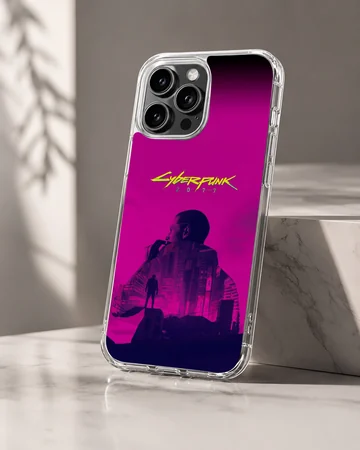 Cyberpunk phone case featuring a vibrant digital illustration. — Hero