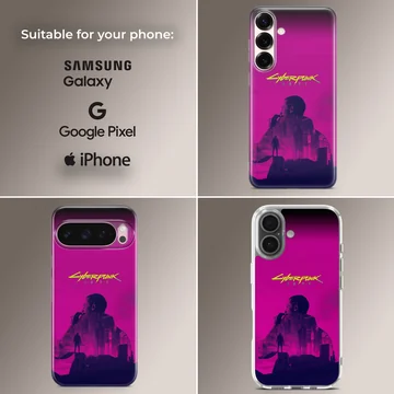 Cyberpunk phone case featuring a vibrant digital illustration. — Collage