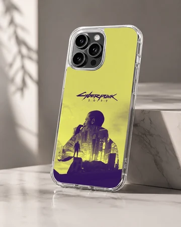 Futuristic cityscape design on Cyberpunk phone case — Hero