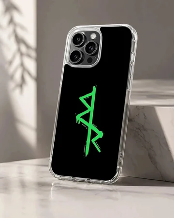 Edgy green design on black background Cyberpunk phone case