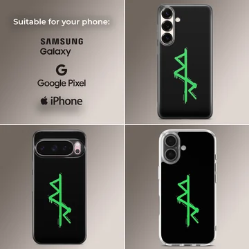 Edgy green design on black background Cyberpunk phone case — Collage