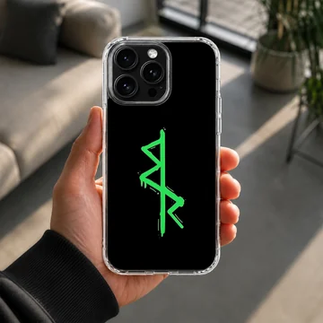 Edgy green design on black background Cyberpunk phone case — Lifestyle