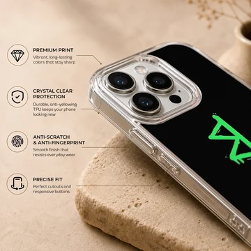 Edgy green design on black background Cyberpunk phone case — Info