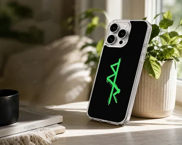 Edgy green design on black background Cyberpunk phone case — Lifestyle