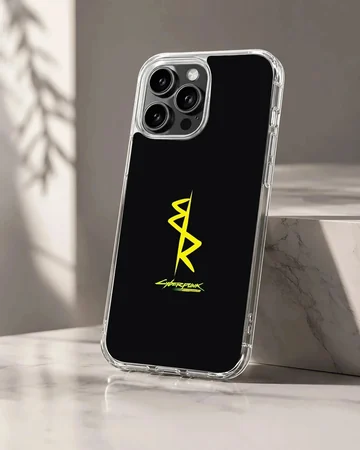Bold typography in yellow on a black background - Cyberpunk phone case