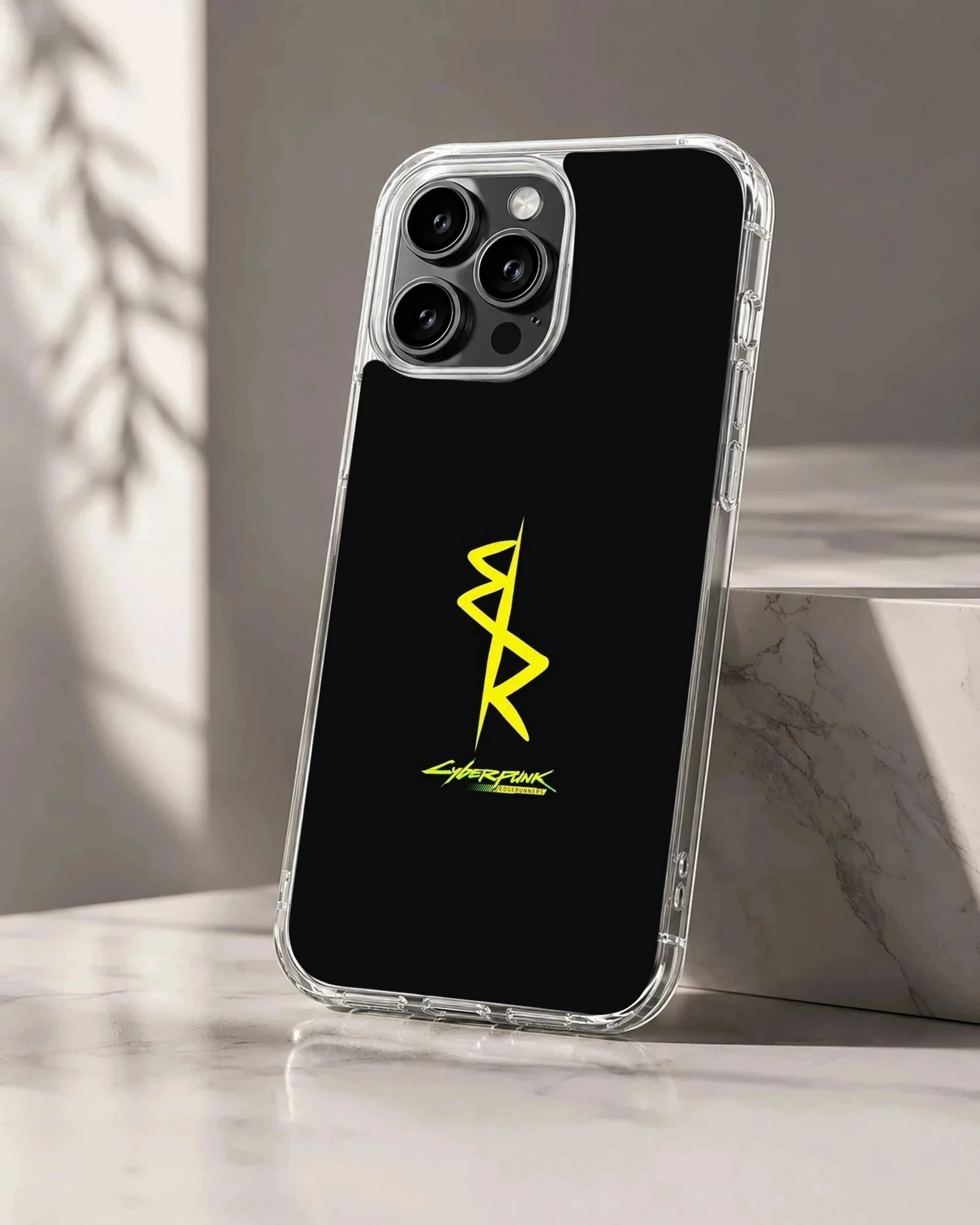 Bold typography in yellow on a black background - Cyberpunk phone case