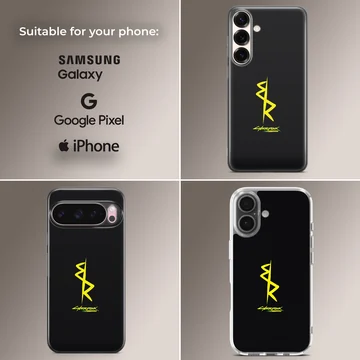 Bold typography in yellow on a black background - Cyberpunk phone case — Collage