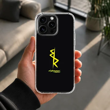 Bold typography in yellow on a black background - Cyberpunk phone case — Lifestyle