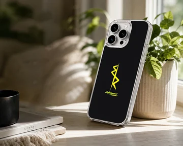 Bold typography in yellow on a black background - Cyberpunk phone case — Lifestyle