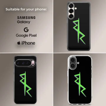 Cyberpunk design with bold lettering on a black background - phone case — Collage