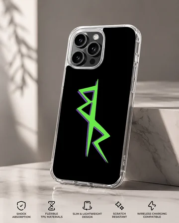 Cyberpunk design with bold lettering on a black background - phone case — Specs