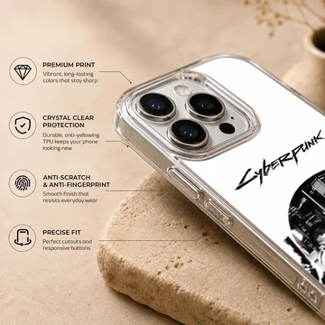 Dynamic cyberpunk illustration featuring contrasting black and white characters on a phone case — Info