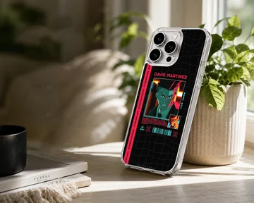 Cyberpunk design phone case with vibrant colors and dynamic artwork — Lifestyle
