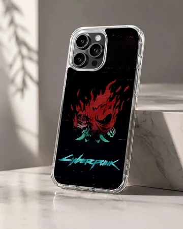 Cyberpunk-themed digital illustration phone case