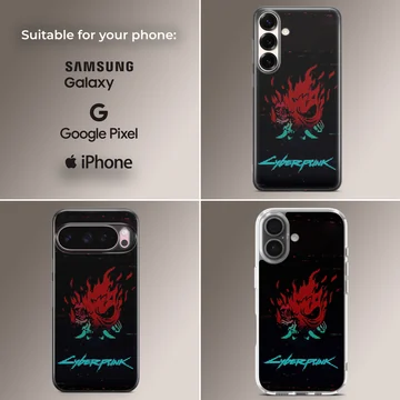 Cyberpunk-themed digital illustration phone case — Collage