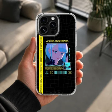Edgy digital illustration of a cyberpunk character on a phone case — Lifestyle