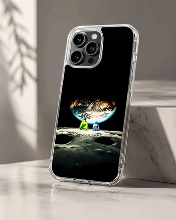 Cyberpunk-inspired phone case featuring space exploration artwork