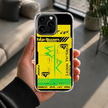 Cyberpunk Edge Runners phone case in bright colors — Lifestyle