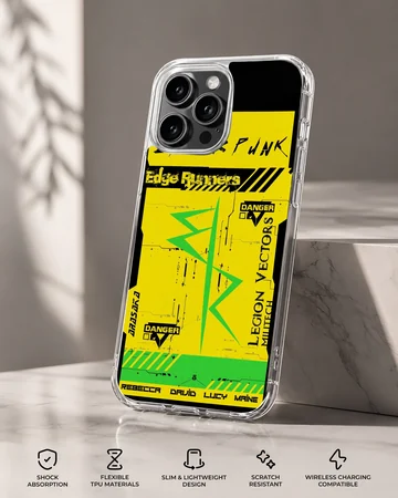 Cyberpunk Edge Runners phone case in bright colors — Specs